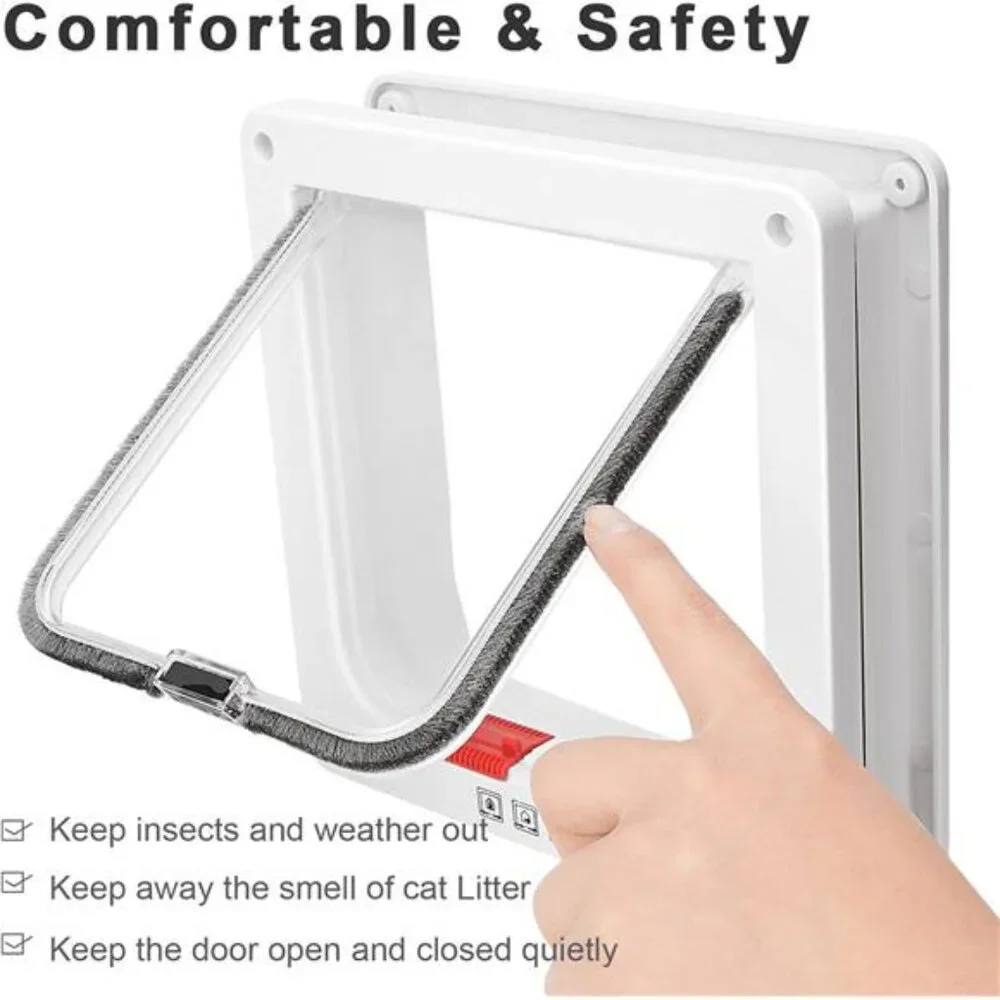 Thin Cat Door for Windows, Pet Doors and Sliding Door, Safety Pet Door with Lock